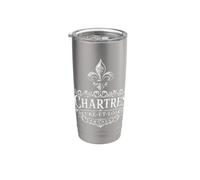 Chartres Eure-Et-Loir France Ornée Fleur de Lis Blanc Gobelet isotherme en acier inoxydable double paroi