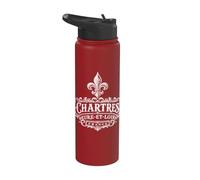 Chartres Eure-Et-Loir France Ornée Fleur de Lis Blanc Stainless Steel Insulated Water Bottle