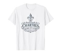Chartres Eure-Et-Loir France Ornée Fleur de Lis Bleu Marine T-Shirt Graphique avec Valeur
