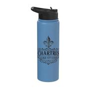 Chartres Eure-Et-Loir France Ornée Fleur de Lis Noir Stainless Steel Insulated Water Bottle
