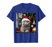 Chartreux Chat Noël Chartreux Chat T-Shirt, Homme, Bleu Royal, M