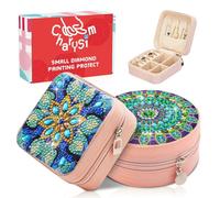 CharySim 2 Pièces Boîte à Bijoux Diamond Painting, Loisirs Créatifs Adulte, Kit Activité Manuelle Adulte avec Accessoires, Coffret Cadeaux Anniversaire Femme, Fête des Mères, DIY Bleu