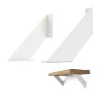 ChasBete Equerre Charge Lourde Metal, Equerre Etagere Murale Blanc, Support Etagere Vintage pour Etageres Bricolage 20cm 2Pièces