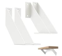 ChasBete Equerre Etagere Murale, Équerre Étagère Metal Blanc, Equerre Charge Lourde pour Etageres Bricolage 20cm 4Pièces