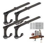 ChasBete Equerre Metal Etagere avec Crochets, Robuste Support Etagere Murale Rustiques, Equerre Etagere Rétro 20 * 8.5cm - 4 Pièces