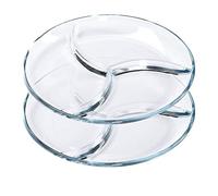 ChasBete Service Assiette Compartiment Adulte en Verre, Plateau Aperitif Design, Lot Assiette de Table - D 25 cm 2 Pièces
