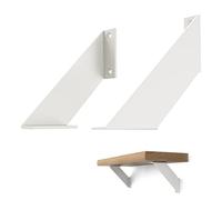 ChasBete Support Etagere Murale Blanc, Equerre Etagere Métal Antirouille, Equerre Charge Lourde pour Etageres Bricolage,15cm 2Pièces