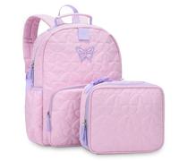 Chase Chic Sac à Dos Enfant 2 Pièces,Léger Cartable Fille Primaire avec Sacs à Lunch,Cartable Maternelle Elementaire 2 en 1 pour 3 à 7 Ans,Papillon rose