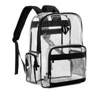 Chase Chic Sac à Dos Transparent, Heavy Duty Sac à Dos voir à travers pour Femme, Grand Sac en Plastique Multi Poche Sac à Dos Décontracté pour Voyage Scolaire Travail