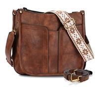 Chase Chic Sac Bandoulière Femme,Sac a main femme,Sac à Bandoulière en Cuir Végan avec 2 Pcs Bretelles Réglables et Amovibles,Sac Hobo de Mode pour Voyager/Travailler/Shopping(Marron)