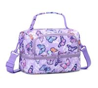 Chase Chic Sac Isotherme Repas Enfant,Sac à Lunch Pour Filles Garçons,Sac à Déjeuner Deux Compartiments Avec Bandoulière Réglable Pour École Voyage Pique-nique,Papillon violet