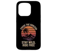 Chase the Horizon Stay Wild Ride Free Randonnée Camping Amateur Coque pour iPhone 15 Pro