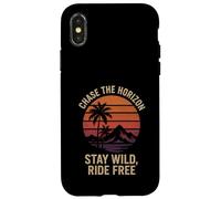 Chase the Horizon Stay Wild Ride Free Randonnée Camping Amateur Coque pour iPhone X/XS