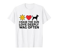 Chase The Sun Love Deeply, remue Souvent Les Amoureux des Chiens T-Shirt Graphique avec Valeur, Homme, Blanc, L