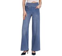 Chasehot Jean Femme,Pull on Wide Leg Taille Haute Jeans | Taille Elastique,Coupe Droite Straight Fit,Classique Large Baggy Denim Pantalon