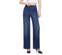 Chasehot Jean Femme,Pull on Wide Leg Taille Haute Jeans | Taille Elastique,Coupe Droite Straight Fit,Classique Large Baggy Denim Pantalon