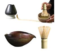 Chasen et bol à riz | 4 pièces accessoire de cérémonie du thé | Kit traditionnel de cérémonie du thé | Idéal pour le camping, la maison, le bar, le café, le petit déjeuner, la cuisine
