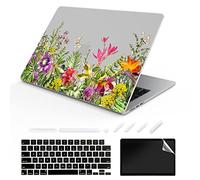 ChashenHa Coque rigide en plastique imprimé UV pour MacBook Air 13,6" sorti en 2022 (modèle A2681 M2) avec protecteur de clavier et protecteur d'écran, fleur 12