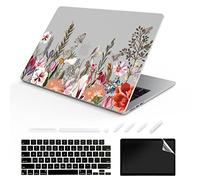 ChashenHa Coque rigide pour MacBook Air 13,6" sorti en 2022 (puce A2681 M2) en plastique imprimé UV avec protecteur de clavier et protecteur d'écran, fleur-14