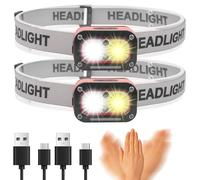 Chasinglee Lampe Frontale 3000 Lumens Rechargeable USB-C Étanche IPX65, Détecteur de Mouvement, 5 Modes pour Camping/Randonnée(Lot de 2)