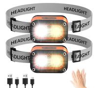 Chasinglee Lampe frontale 3000 lumens rechargeable USB-C, lampe frontale LED, étanche avec capteur de mouvement pour camping, course, cyclisme et pêche（2 pièces）