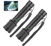 Chasinglee Lampe torche LED rechargeable 90000 lumens, lampe LED haute puissance à haut lumen, lampe torche super lumineuse, rechargeable Type-C, pour le camping et la randonnée (Lot de 2)