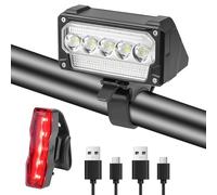 Chasinglee Lumière de Vélo Avant et Feu Arrière, 2000 Lumens Rechargeable USB-C avec Capteur de Lumière Automatique, Étanche IPX5, Affichage de la Batterie, pour VTT/Route/Ville