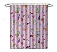 CHASOEA Collection Rideau de Douche Princesse par Fairy Tale Paysage avec Château Cheery Blooms et Groenland Nature Romance Rideau de Douche sur Mesure Rose Vert Bleu 72 x 96 cm W72 x L84 Couleur 12