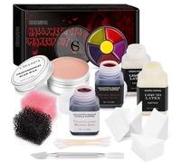 CHASPA Kit de maquillage SFX en latex liquide à effets spéciaux pour maquillage de fausses cicatrices - Cire de cicatrice + 2 latex liquide Btl + 2 faux sang Btl + outil spatule + 2 éponges pour