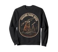 Chassant Les Cieux Sombres Ours Rétro Astronome Au Télescope Sweatshirt