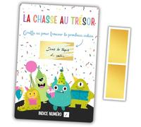 Chasse au Trésor à Gratter pour Goûter ou Fête d'Anniversaire - Activité Intérieur / Extérieur Vacances Jeux pour Enfant 5-12 Ans - Thème Monstre - 10 Cartes Personnalisables + 10 Pastilles à Gratter