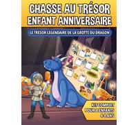 Chasse au Trésor Enfant Anniversaire Dragons: Kit Complet pour Enfants de 4 à 8 ans - Carte au Trésor, Énigmes, Invitations et Certificats - Tout Compris!