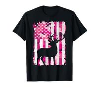 Chasse Camo Drapeau Américain Buck Cerf Rose Camouflage Femme T-Shirt