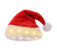 Chasse Chapeau 2 Pièces Casquettes de Père Noël Lumineux pour Adultes avec Pompons Bonnet de Noël en Peluche Douce avec Lumières pour Hommes et Femmes M 2, Z-a, taille unique