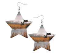 Chasse Flying Wild Duck Boucles d'oreilles élégantes en cuir avec étoile - Accessoires tendance et uniques pour un usage quotidien, taille unique