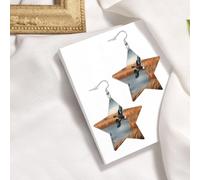 Chasse Flying Wild Duck Boucles d'oreilles élégantes en cuir avec étoile - Accessoires tendance et uniques pour un usage quotidien, taille unique