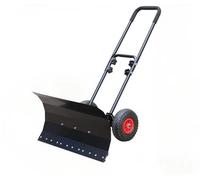 Chasse-neige avec poignée réglable en hauteur, lame en acier laminé à froid de 100 cm, cadre noir en forme de U, roues pneumatiques, design pliable pour déneigement en hiver.