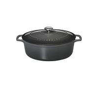 Chasseur 4735 Cocotte ovale-35 cm fonte émaillée, 8.5 liters, Caviar intérieur Noir