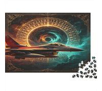 Chasseur à Réaction Puzzle 1000 Pièces Papier pour Adultes Scène de Science Fiction de lEspace Jeu de Puzzle 1000 Pièces Détente Décoration Cadeau 52x38cm/1000pcs