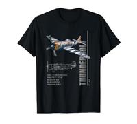 Chasseur P-47 Thunderbolt T-Shirt Graphique avec Valeur, Homme, Noir, XL