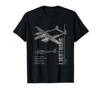 Chasseur P38 Lightning T-Shirt Graphique avec Valeur, Homme, Noir, M
