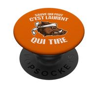 Chasseur Prénom Laurent - Humour Sanglier Mauvais Tireur PopSockets PopGrip Adhésif