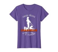 Chasseuse Chieuse Et Râleuse Humour Femme Chasse T-Shirt, Femme, Violet Chiné, M