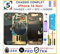 Chassis Complet Remplacement iPhone 14 Minuit Noir Arriere +Cadre +NFC +Kit