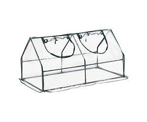 Châssis de Jardin avec Toiture à 2 Pans Mini Serre de Jardin à 2 Fenêtres Zippées Châssis de Couche pour Fleurs Légumes Fruits Acier PVC 120 x 60 x 60 cm Transparent