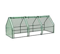 Châssis de Jardin avec Toiture à 2 Pans Mini Serre de Jardin à 3 Fenêtres Zippées Châssis de Couche pour Fleurs Légumes Fruits Acier Polyéthylène 240 x 90 x 90 cm Vert