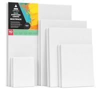 Châssis Entoilé â Peindre Arteza - 10 Toiles Coton de 5x7, 8x10, 11x14, 12x16, 16x20 Pouces | Idéal Peinture à Huile, Acrylique et Média d'Art Humide | Pour Artiste Professionnels et Amateurs