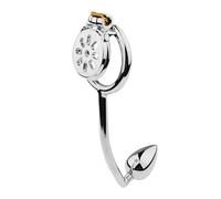 Chastity Cage avec crochet anal et anneaux d'ouverture et de fermeture de 50mm Cage à pénis en acier inoxydable respirant Jouets sexuels de bondage inversé Accessoires pour hommes (No.2 cover)