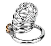 Chastity Cage hommes sex toys avec prune creuse et invisible cylindre de fermeture design acier inoxydable respirant cage à pénis/cage de chasteté SM fétiche bondage set (silver-03,45mm)