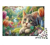Chat 1000 Pièces Puzzlechat Clover Meadow pour Adultes De Jeu pour Adultes Difficile EtStimulant Créativité Et CommeCadeau52x38cm/1000pcs